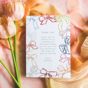 Ribbons and Bows Watercolor Birthday Thank You