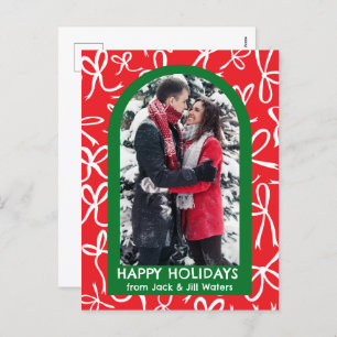 Ribbons Bows Christmas CUSTOM PHOTO Arch Holiday Postcard