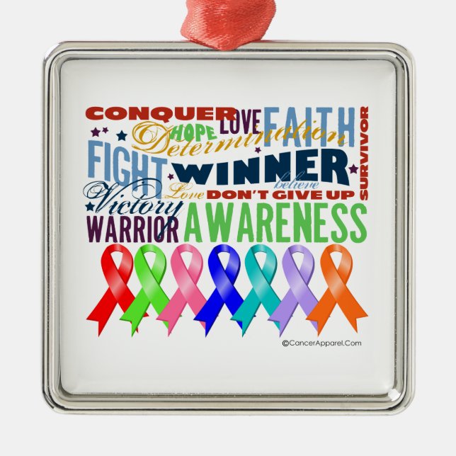 Ribbons For a Cause Metal Tree Decoration (Front)