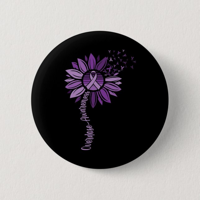 Ribbons Overdose Awareness  6 Cm Round Badge (Front)