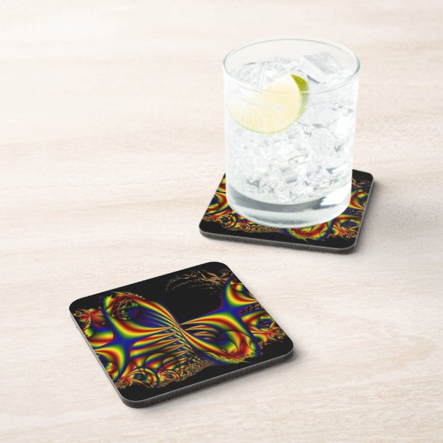 Ribbons | Rainbow Fractal Art Coaster (Right Side)