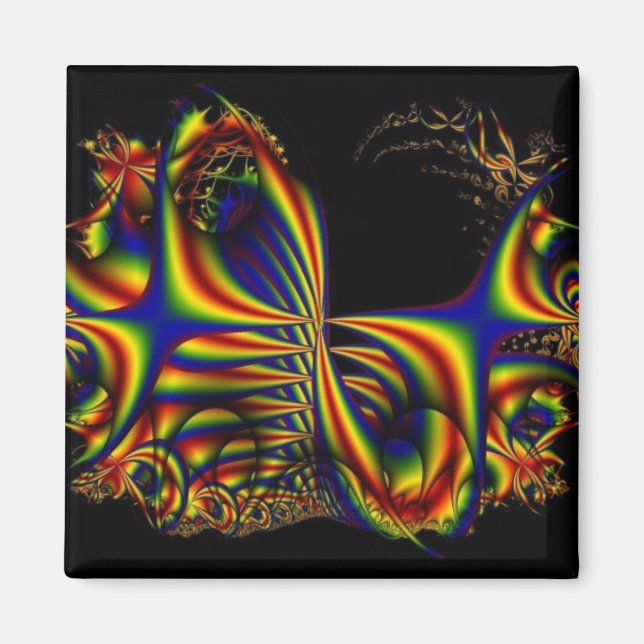 Ribbons | Rainbow Fractal Art Magnet (Front)
