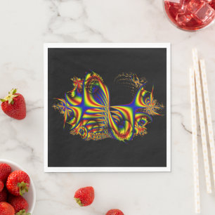 Ribbons Rainbow Fractal Art Napkin