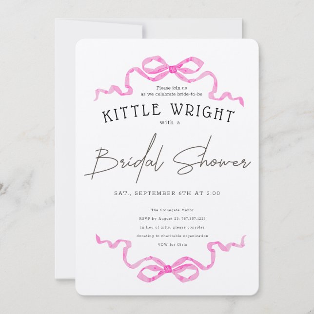 Ribbons & Romance Bridal Shower Invitation (Front)