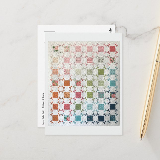 Ribbons & Roses Quilt Postcard (Front/Back In Situ)