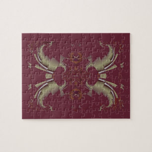 Ribbons to Claws - Burgundy Jigsaw Puzzle