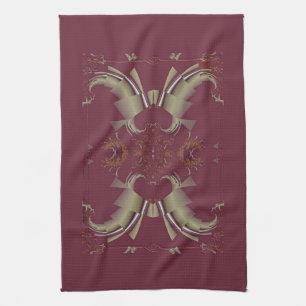 Ribbons to Claws - Burgundy Tea Towel