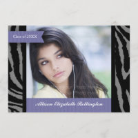 Ribbons Zebra Print Graduation: Purple