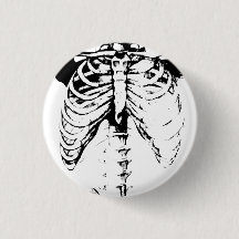 Ribcage Skeleton Goth button pin
