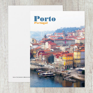 Ribeira and Douro River. Porto, Portugal. Thank You Card