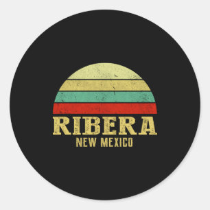 Ribera New Mexico Vintage Retro Sunset _1  Classic Round Sticker
