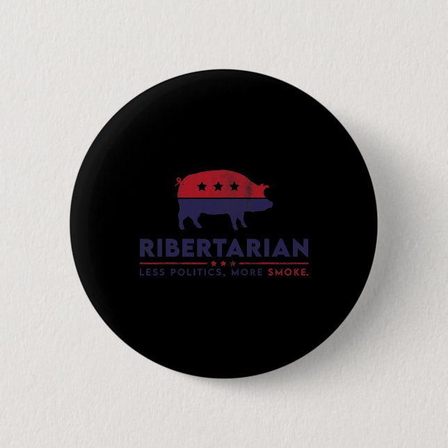 Ribertarian Funny Pitmaster Bbq Meat Smoker Less P 6 Cm Round Badge (Front)