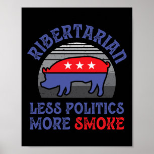 Ribertarian Rib Libertarian Pig Retro Vintage Bbq Poster