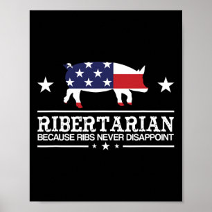 Ribertarian Ribs Pig Patriot Grilling Funny Bbq Sm Poster