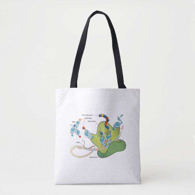 Ribosome mRNA tRNA molecules proteins Diagram  Tote Bag (Front)