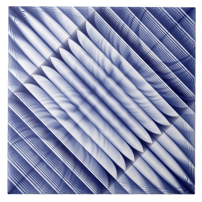 Ribs blue structure ceramic tile (Front)