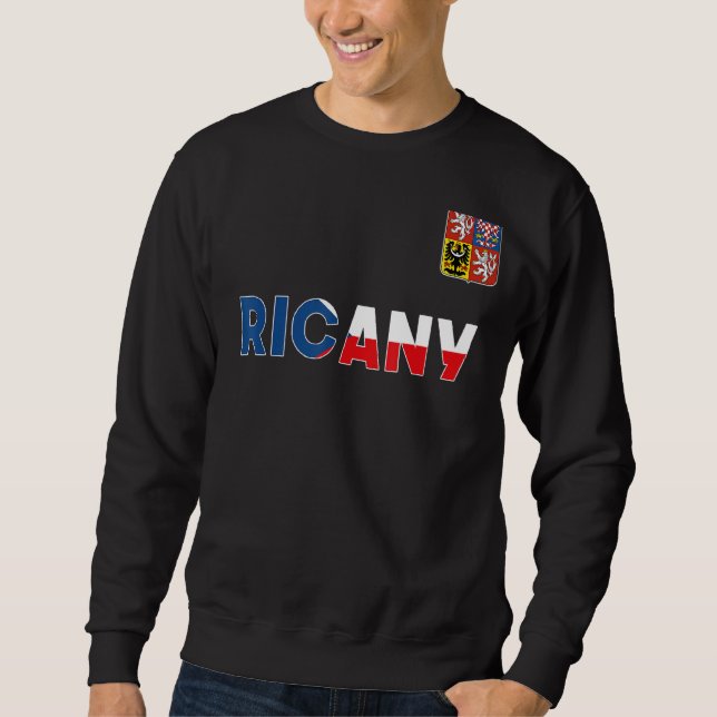 Ricany Czech Republic Heart Flag Lion Coat Of Arm  Sweatshirt (Front)