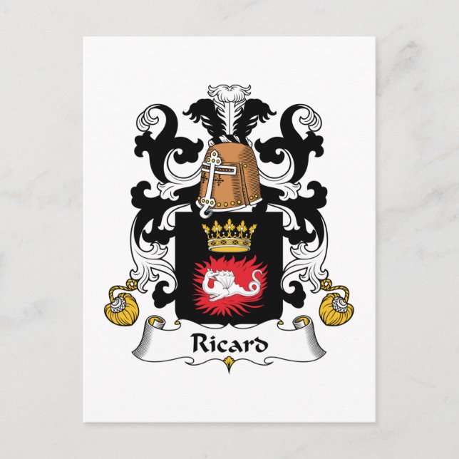 Ricard Family Crest Postcard (Front)