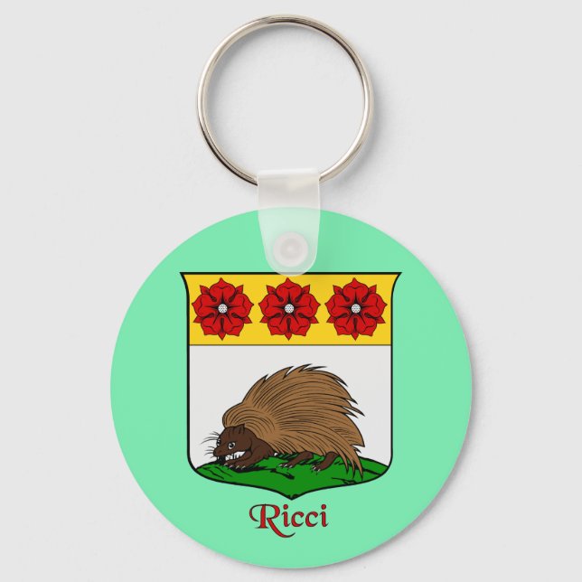 Ricci Italian Surname Historical Shield Key Ring (Front)