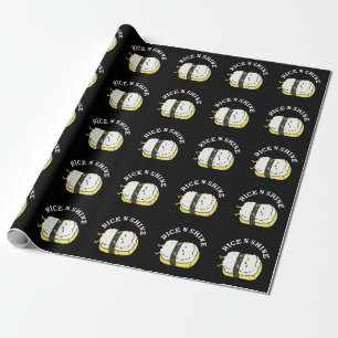 Rice And Shine Funny Sushi Pun Dark BG Wrapping Paper