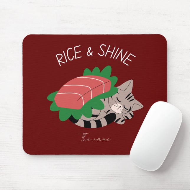 Rice and shine , sushi cat mouse pad (With Mouse)