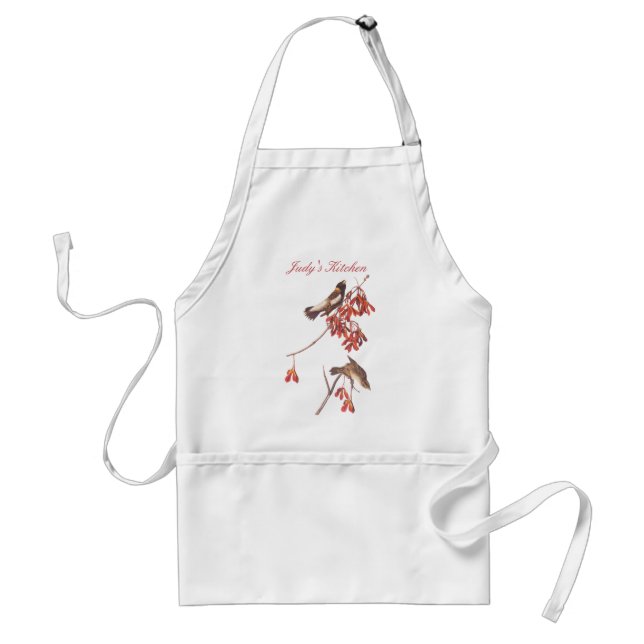 Rice Bunting Audubon Bird Pair in Young Red Maple Standard Apron (Front)