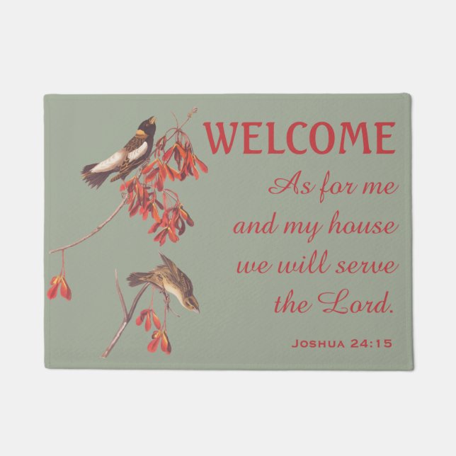 Rice Bunting Birds and Verse Doormat (Front)