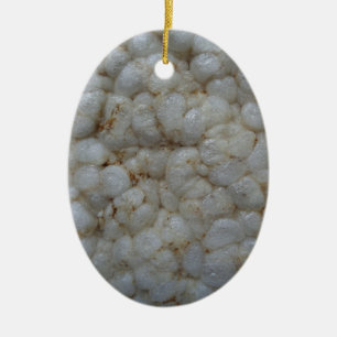 Rice Cake ,  Healthy Food, White Snack Ceramic Ornament