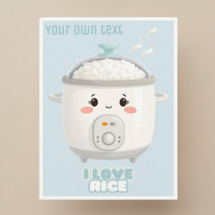 Rice cooker i love rice food kitchen postcard