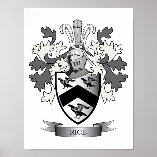Rice Family Crest Coat of Arms Poster (Front)