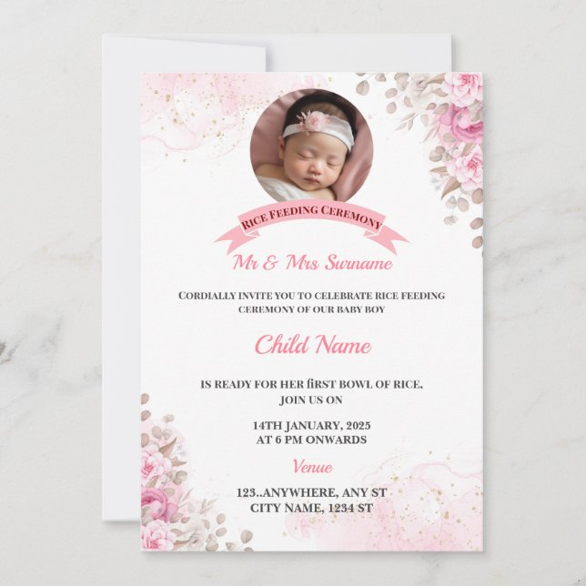 Rice Feeding Invitation, Annaprashan Card (Front)