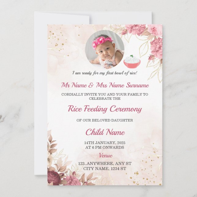 Rice Feeding Invitation, Annaprashan Card (Front)