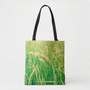 Rice field in rural and fresh,  vintage styleabstr tote bag