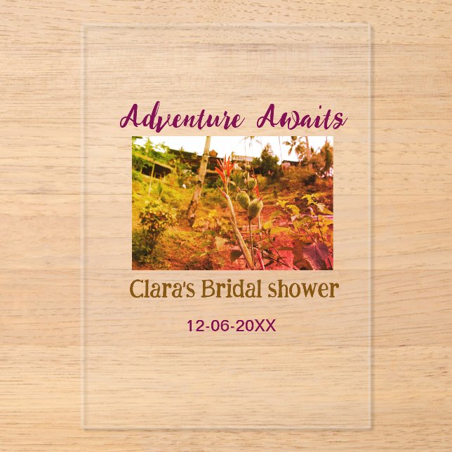 Rice fields adventure awaits bridal shower name fa acrylic invitations (Front)