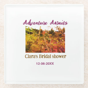 Rice fields adventure awaits bridal shower name fa glass coaster