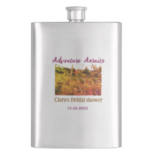 Rice fields adventure awaits bridal shower name fa hip flask