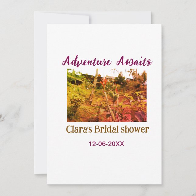 Rice fields adventure awaits bridal shower name fa invitation (Front)