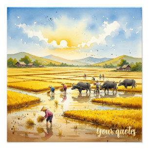 Rice Harvest Village Wall Art