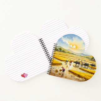 Rice Harvest Village Wall Art Notebook
