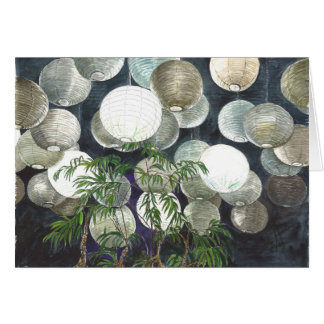 Rice paper lamps hanging from the ceiling -l