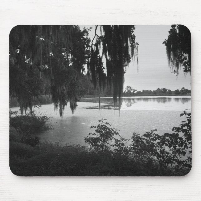 Rice Pond in Black & White | Moody Mouse Pad  (Front)