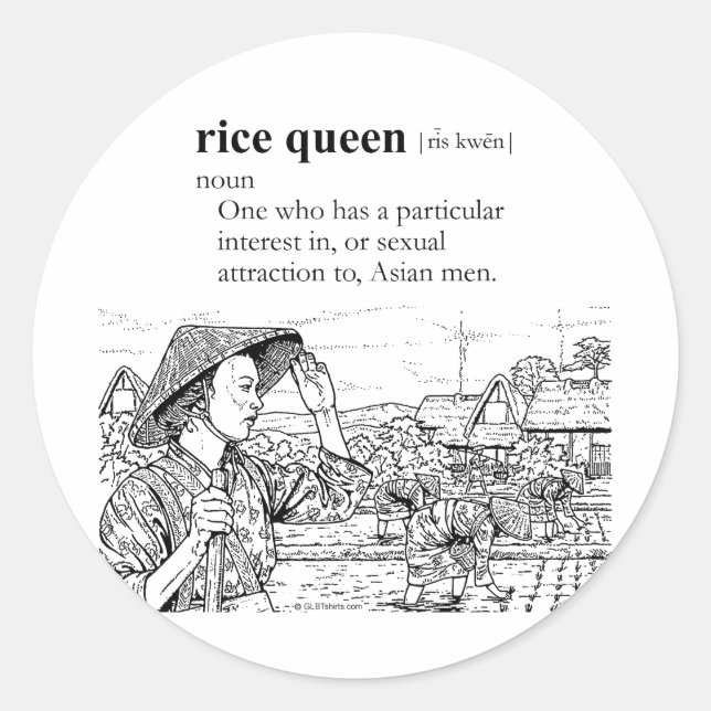 RICE QUEEN CLASSIC ROUND STICKER (Front)