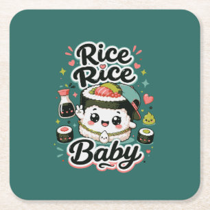 Rice Rice Baby Kawaii Sushi Square Paper Coaster