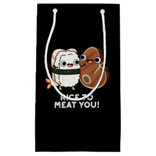 Rice To Meat You Funny Sushi Steak Pun Dark BG Small Gift Bag