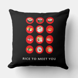 Rice To Meet You Sushi T-Shirt Cushion