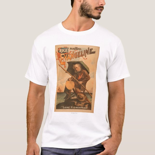 Rice's beautiful Evangeline "Lone Fisherman" T-Shirt (Front)