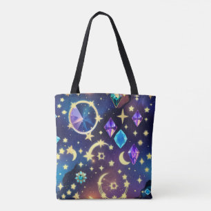 Rich Alexandrite Sapphire Celestial Moon Phases Tote Bag