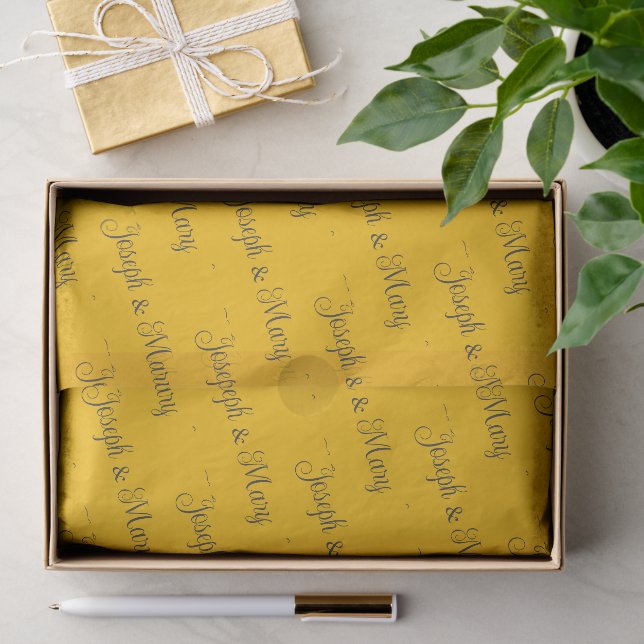 Rich Amber & Charcoal Script Autumn Rustic Wedding Tissue Paper (Gift)