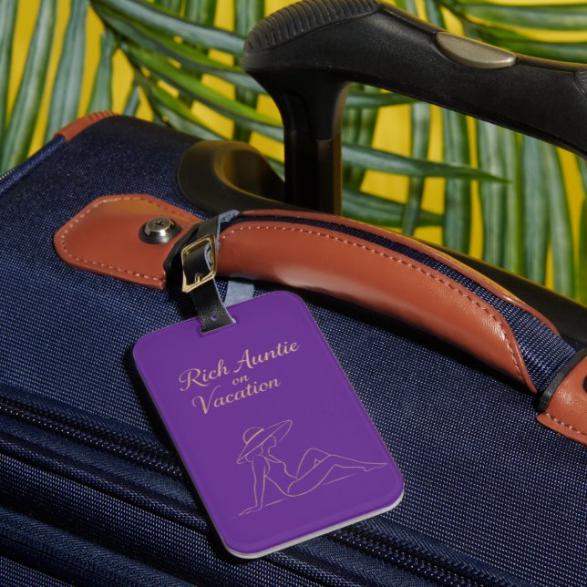 Rich Auntie on Vacation  Luggage Tag (Front Insitu 1)