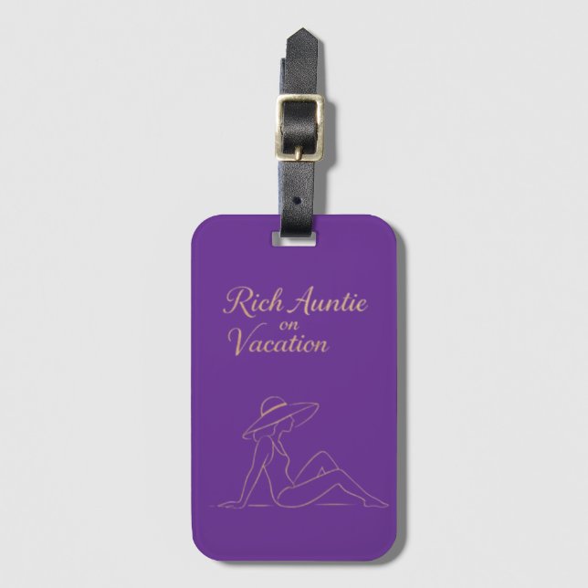 Rich Auntie on Vacation  Luggage Tag (Front Vertical)
